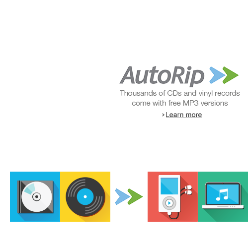 Thousands of CDs and vinyl records come with free MP3 versions. Learn more about Autorip.
